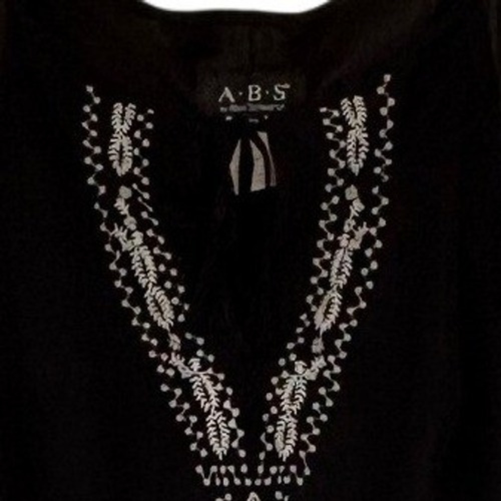 ABS Black Embroidered Dress Sheer Ruffle Sz 12 Y2K Whimsigoth Dark Fairy - Picture 10 of 10
